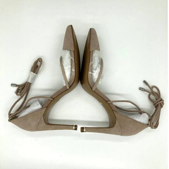 Kenneth Cole Heels NIB Women's Size 6.5M Dusty Rose Riley Suede Tie Vinyl - Picture 9 of 11